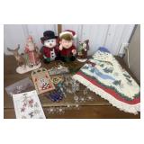Christmas tree skirt, ornaments, figures etc