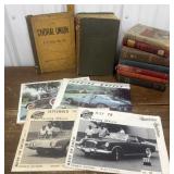 Assorted old books, Turning wheels magazines