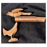 Antique Carved Wood Bird Whistle & Chicken
