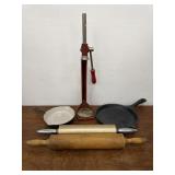 Cast iron bottle capper. Rolling pins, cast iron