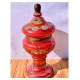 Antique Czech Bohemian Glass Coralene Tantalus