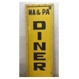 1 of 2 Tin Sign Ma& Paï¿½s Dinner w/ wooden frame