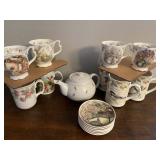 Porcelain Tea pot - 9 mugs (4 Brambly Hedge Royal