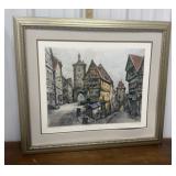 Pencil signed print- Plï¿½nlein in Rothenburg ob