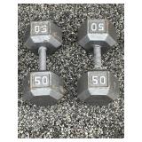50lbs  Cast Iron Hex Dumbbells (2)
