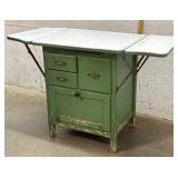 Dropleaf Enamel Top Hoosier Side Cabinet 47/22/31