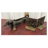 Cast iron boot scraper dachshund  and bookends