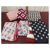 Patriotic table coverings and flag