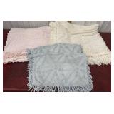2 Chenille bedspreads and two bed shams - worn