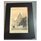 Vintage framed Paris church engraving picture 6