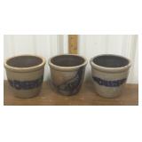3 Beaumont pottery crocks- cheese, chicken *some