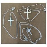 3 Sterling necklaces ï¿½crossesï¿½