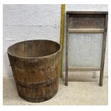 National Washboard Co.- Washboard & Wooden Bucket