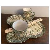 2 Temptation Old World green mug and plate, for