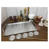 End of consignment- decanter, metal tray,