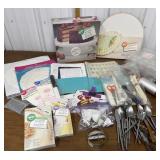 Cake baking, decorating supplies, flatware etc