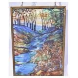 Louis Tiffany Stained Glass Fawn at Stream