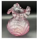 Fenton Pink Ruffled Drapery Shell Pattern Vase
