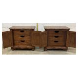 Pair of 3 Drawer Stands w/ carved columns