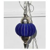 Moroccan Blue Beaded Hanging Lantern (14