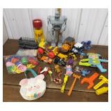 Fisher Price pull toy, cars, flashlight, tools