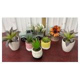 Faux flower arrangements