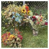 Faux floral picks and vases