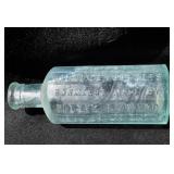 Antique Aqua Glass Bitters Bottle-Glows.