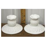 Fenton? Hobnail milk glass candle sticks