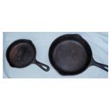 2 Old Cast Iron Skillets 7" & 9 3/4"