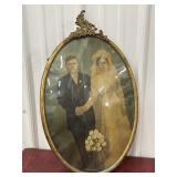 Brass frame when wedding portrait