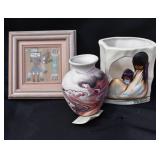 Native American Decor Lot-Vase, Picture, etc.