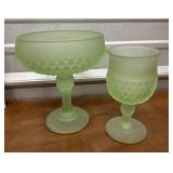 Indiana Glass Diamond Point satin frosted green