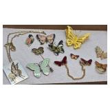 Butterfly jewelry incl Reed & Barton & Trifari