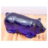 Mosser Glass (?) Cobalt Blue Pig Figurine