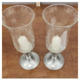 Pair of WEB pewter weighted candle holders with