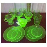 Glow uranium dessert cups, glasses and plates *
