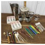 Ice bucket, pitcher, glasses, stir sticks etc