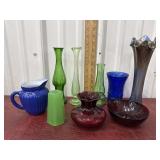 Glass vases, pitcher, bowl etcï¿½ *chip