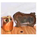 Art Nouveau Cast Metal Tray & MCM Copper & Brass
