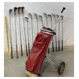 Golf Clubs w/Caddy Cruiser