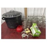 Enamel canner, ball jars and accessories