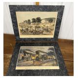 Currier & Ives prints - 2, matted