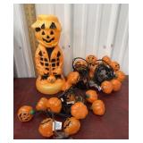 Halloween pumpkin blow mold and string lights