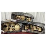 3 Halloween skull lighted pathways markers