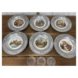 Collector plates- pewter, glass *1 pewter plate