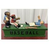 Cast Iron Baseball Bank. Works. Pennies for