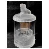 EAPG Gillinder & Sons Frosted Lion Marmalade Jar