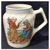 Roseville Creamware Novelty Mug (fishing)