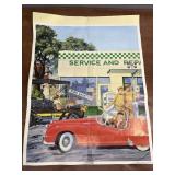 Vintage Gas station poster stamped 1961